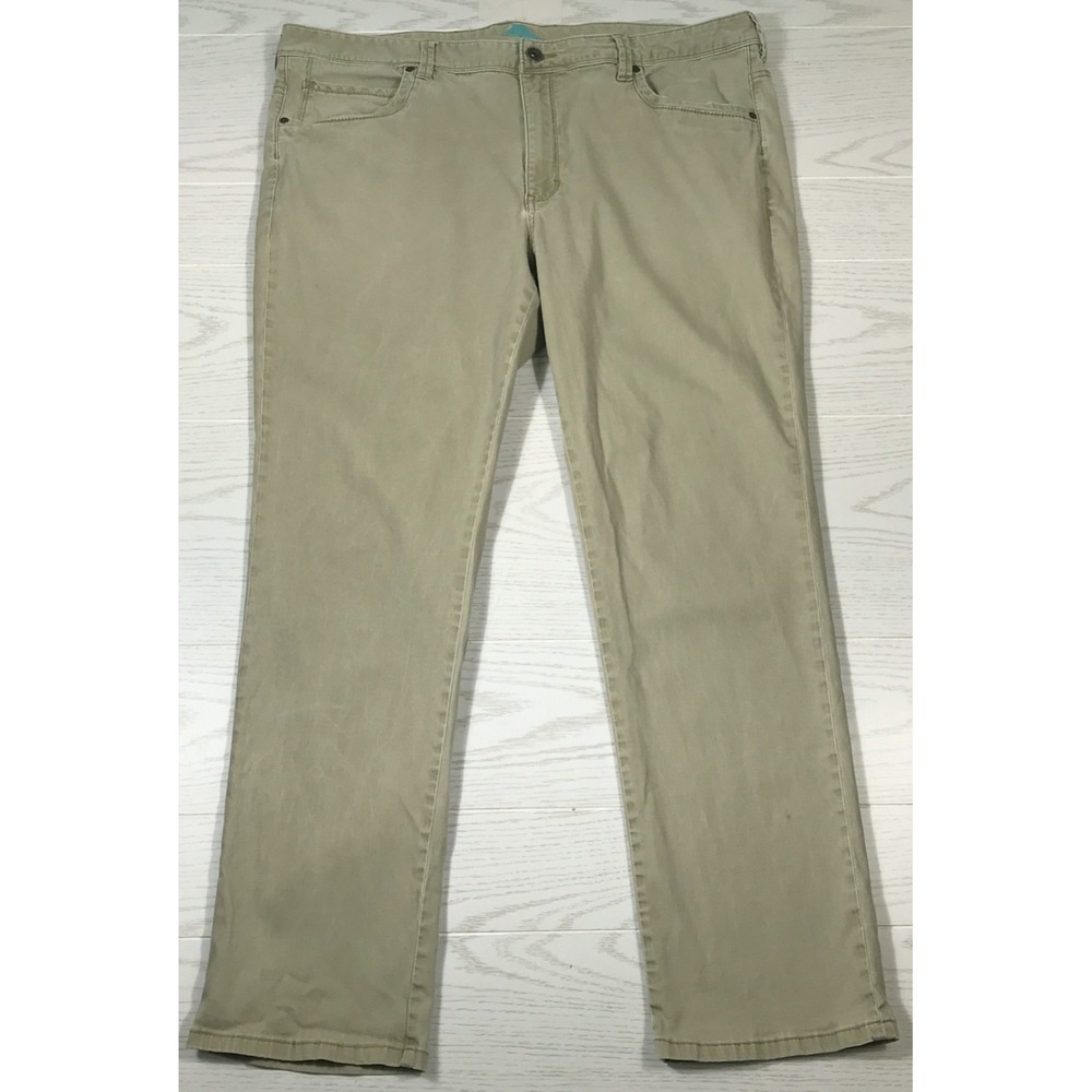 Tommy Bahama Jeans Men 42x32 Beige Twill Stretch Preppy Comfort 5 Pocket Dad